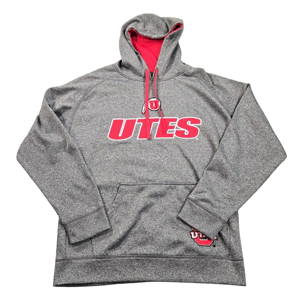 Utah Utes Hoodie Sweatshirt Mens Medium Gray NCAA Football Champion Pullover